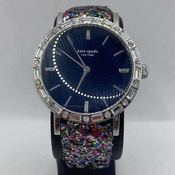 Kate Spade New York Metro Grand Glitter 38mm Watch Navy Blue Dial New Battery main image 8